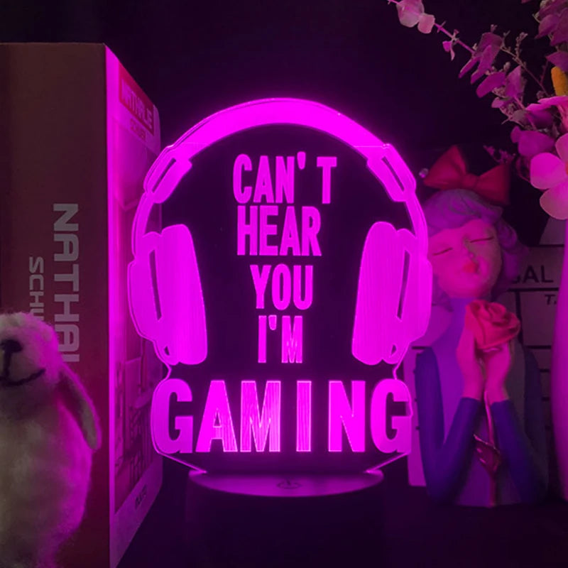 مصباح LED RGB لغرفة الألعاب | إضاءة نيون ليلية Game Over
