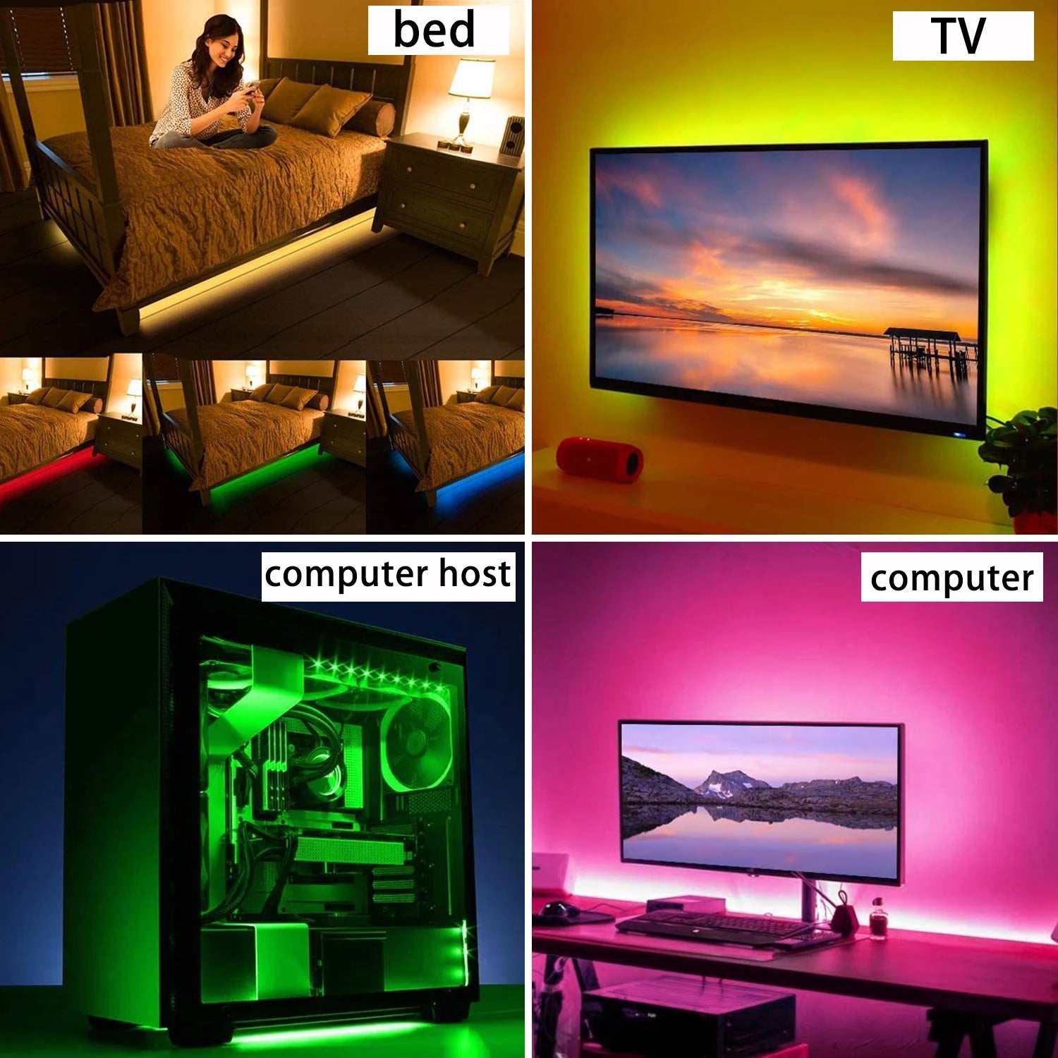 شريط إضاءة LED لخلفية التلفزيون بتقنية RGB - إضاءة محيطية متزامنة مع الموسيقى