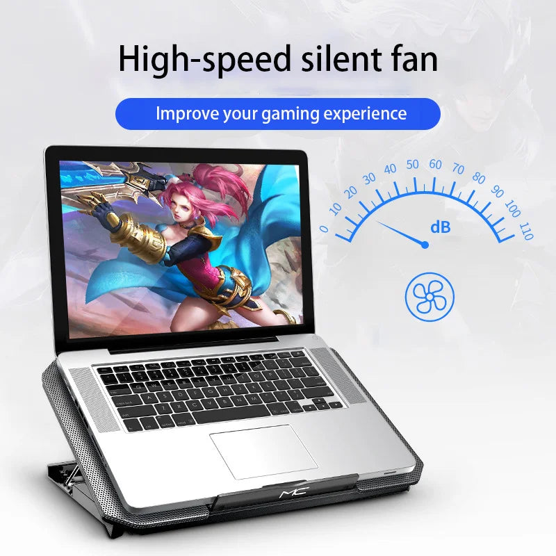 Gaming Laptop Cooling Pad | Adjustable Silent Notebook Cooler Stand | Dual USB Cooling Fan For 12-16 Inch Laptops