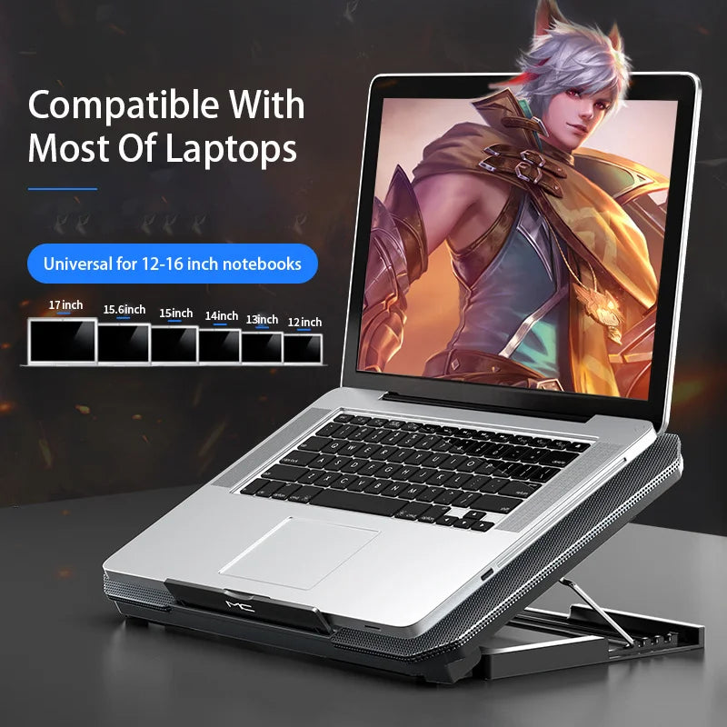 Gaming Laptop Cooling Pad | Adjustable Silent Notebook Cooler Stand | Dual USB Cooling Fan For 12-16 Inch Laptops