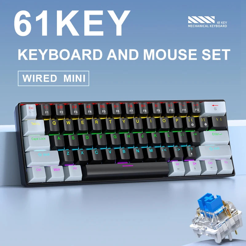 APAYADO K61 Mechanical Gaming Keyboard │ 61-Key RGB Wired Keyboard