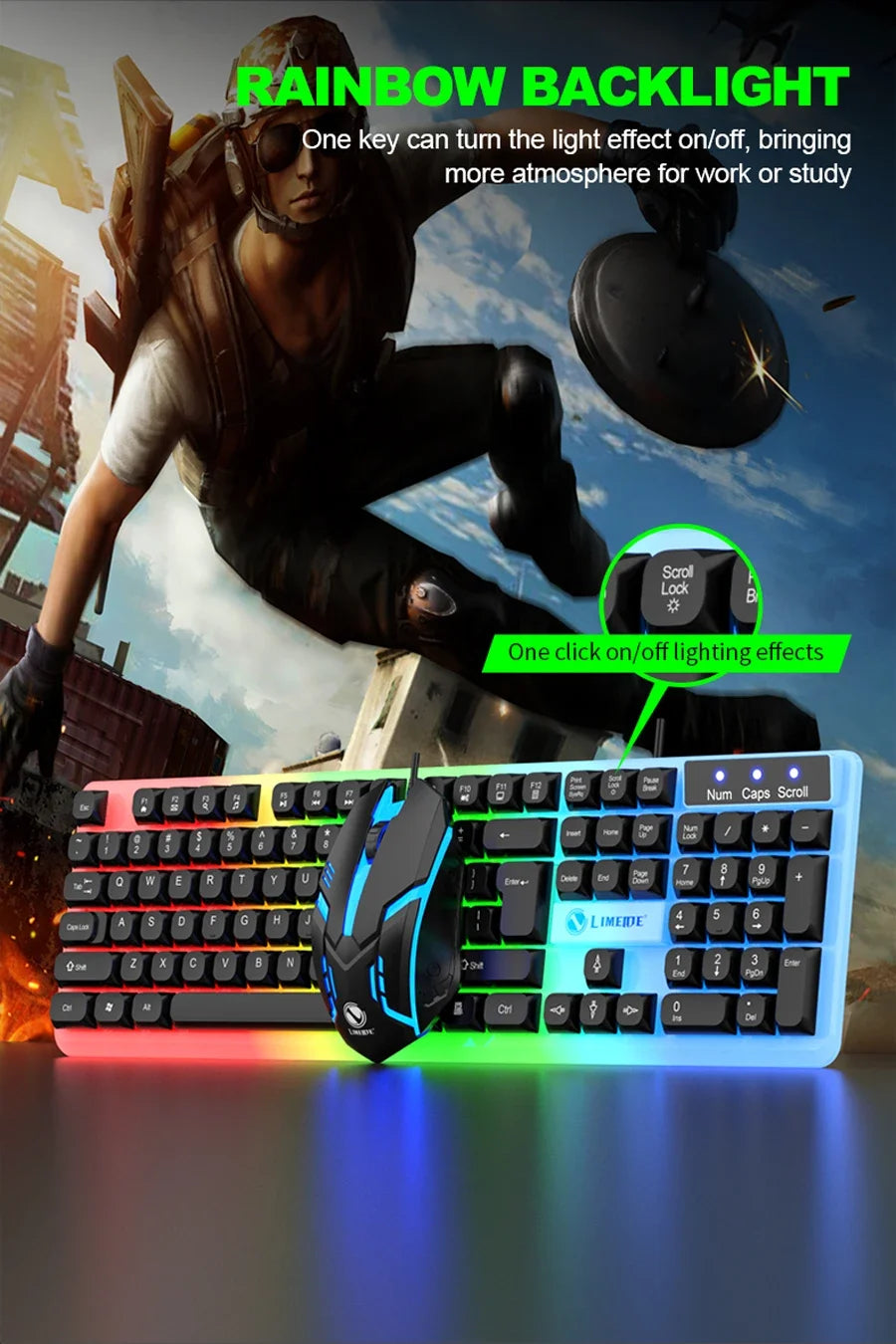 مجموعة لوحة مفاتيح وماوس للألعاب NG GTX350 | مجموعة ألعاب بإضاءة RGB LED