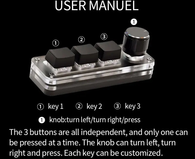 GGBEE RGB Macro Mini Keyboard │ 3-Key Custom Gaming Keypad
