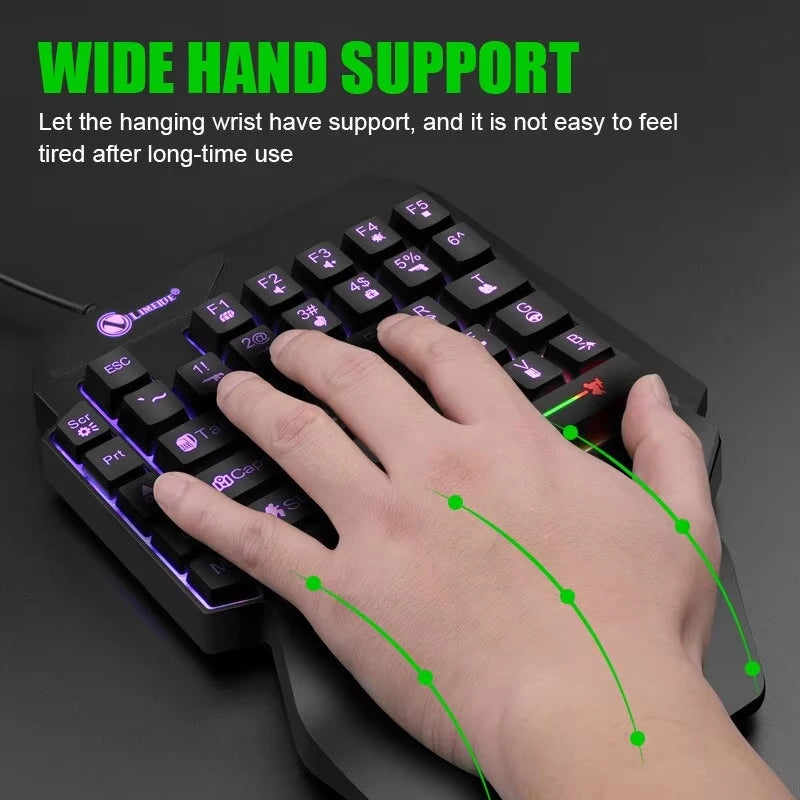 لوحة مفاتيح الألعاب أحادية اليد RGB من تيوسير │ لوحة مفاتيح سلكية صغيرة بمنفذ USB