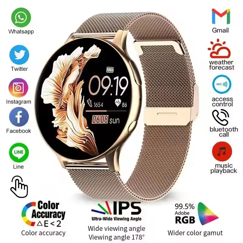 ساعة يد ذكية نسائية 2026 │ ساعة صحية للياقة البدنية مع مكالمات بلوتوث ⌚