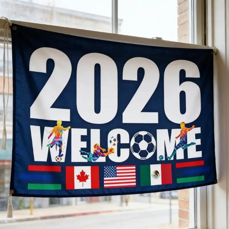لافتة علم كأس العالم 2026 – ديكور حفلات كرة القدم بأمريكا الشمالية