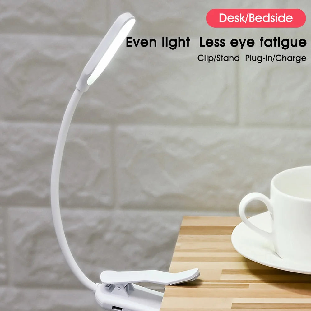 مصباح كتاب LED قابل لإعادة الشحن عبر USB | مصباح قراءة محمول بمشبك