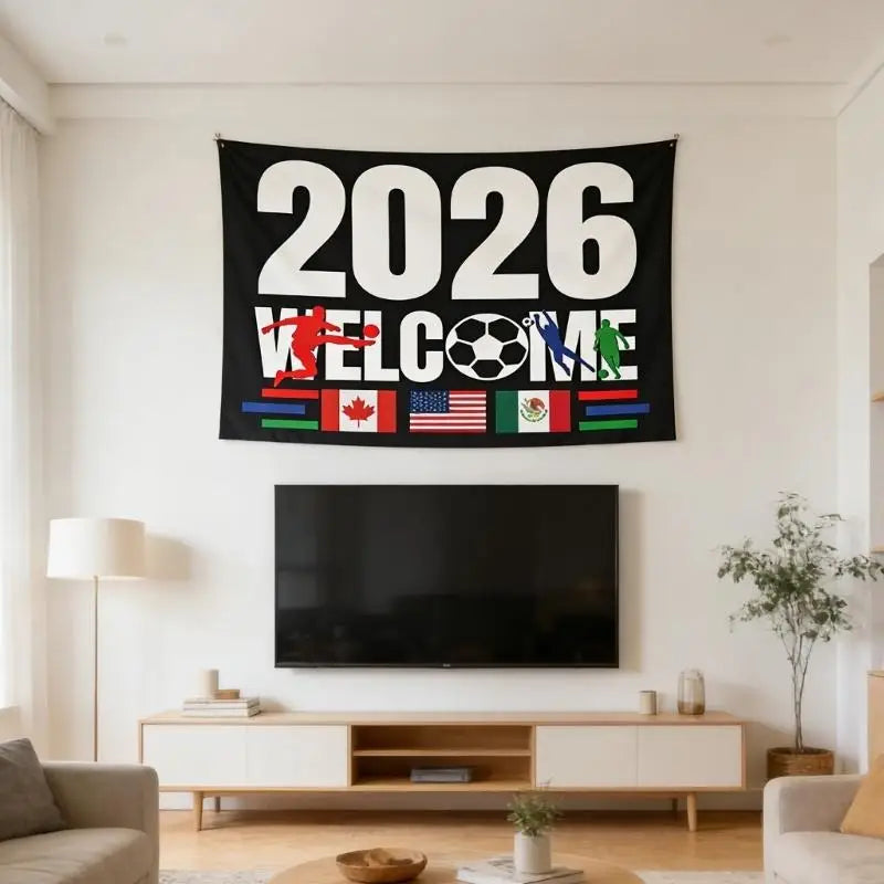 لافتة علم كأس العالم 2026 – ديكور حفلات كرة القدم بأمريكا الشمالية