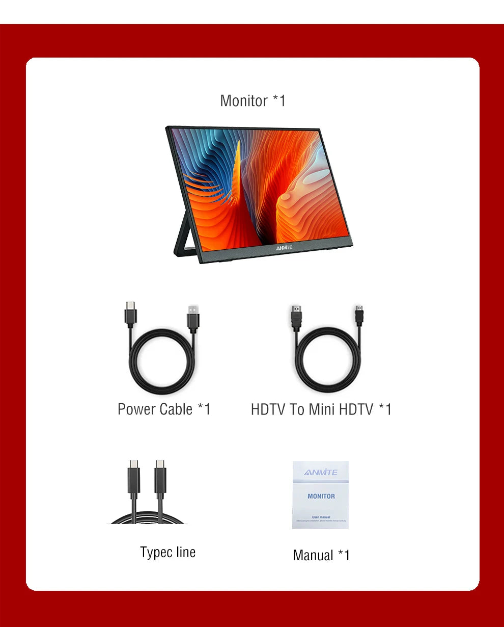شاشة لمس محمولة بحجم 14 بوصة | 1920×1200 IPS HDR10 USB-C HDMI شاشة ألعاب 💻