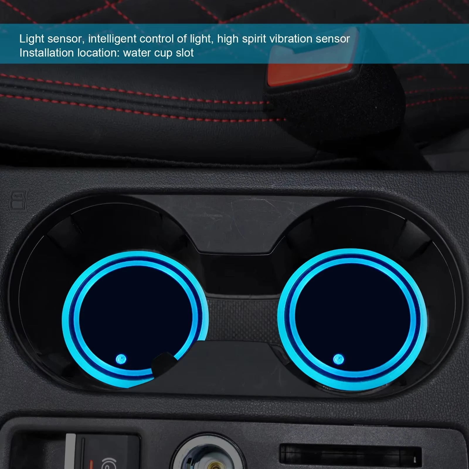 أضواء LED RGB لحامل أكواب السيارة - قواعد أكواب محيطية قابلة لإعادة الشحن بـ 7 ألوان 🚗✨