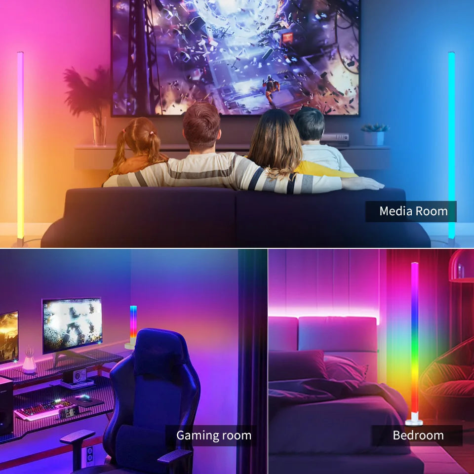 مصباح أرضي زاوية ذكي RGB - إضاءة مزاجية LED حديثة يتم التحكم فيها عبر التطبيق للألعاب وغرفة النوم 🌈✨