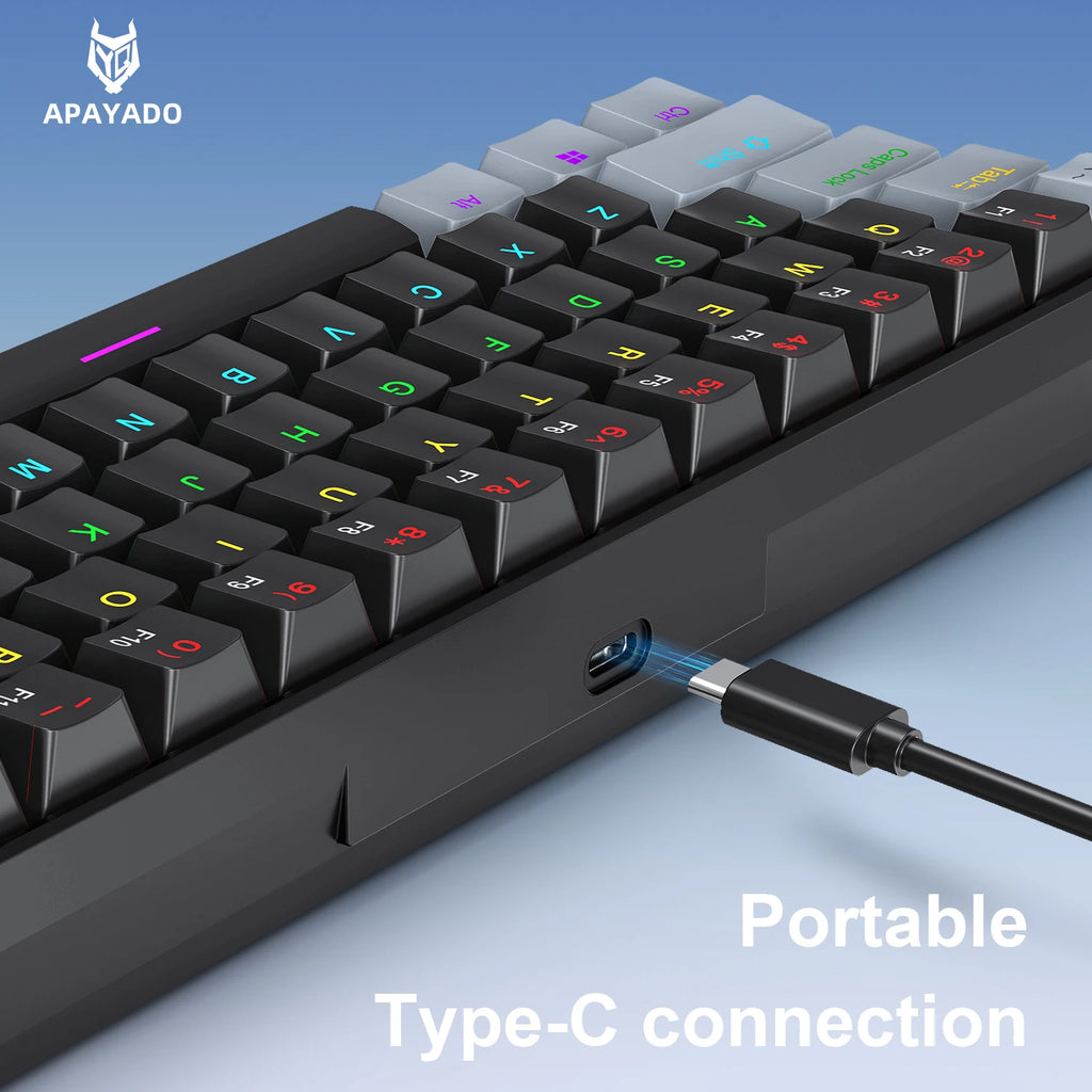APAYADO K61 Mechanical Gaming Keyboard │ 61-Key RGB Wired Keyboard