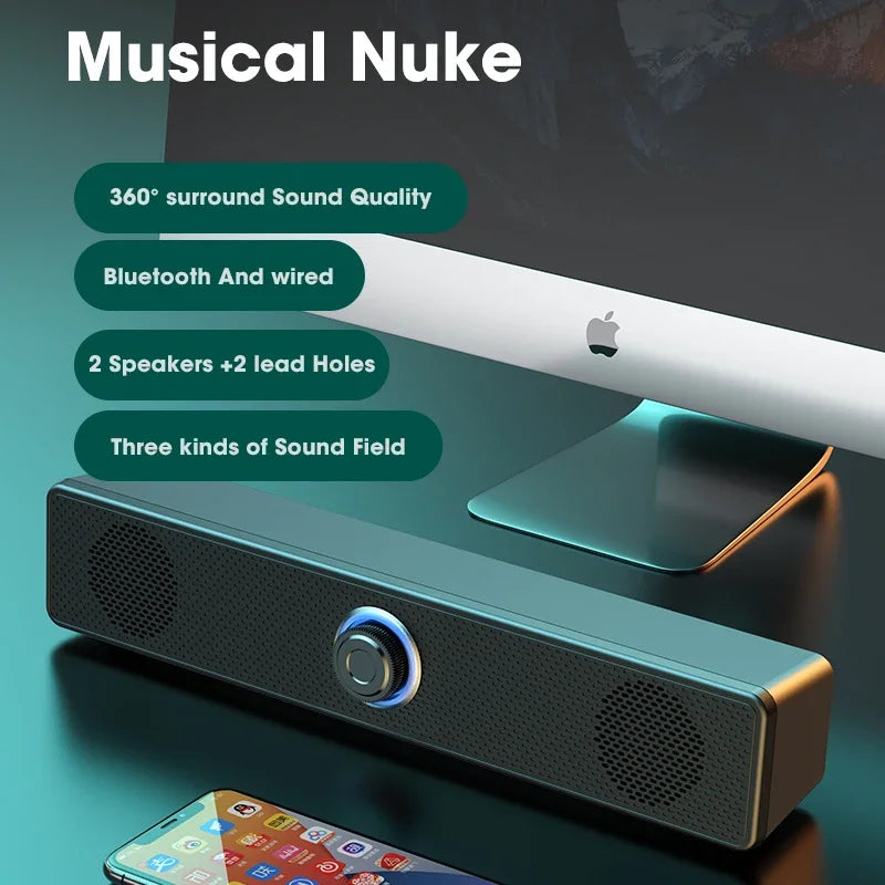 Compact Wireless TV Soundbar – Deep Bass Bluetooth Speaker 🔊