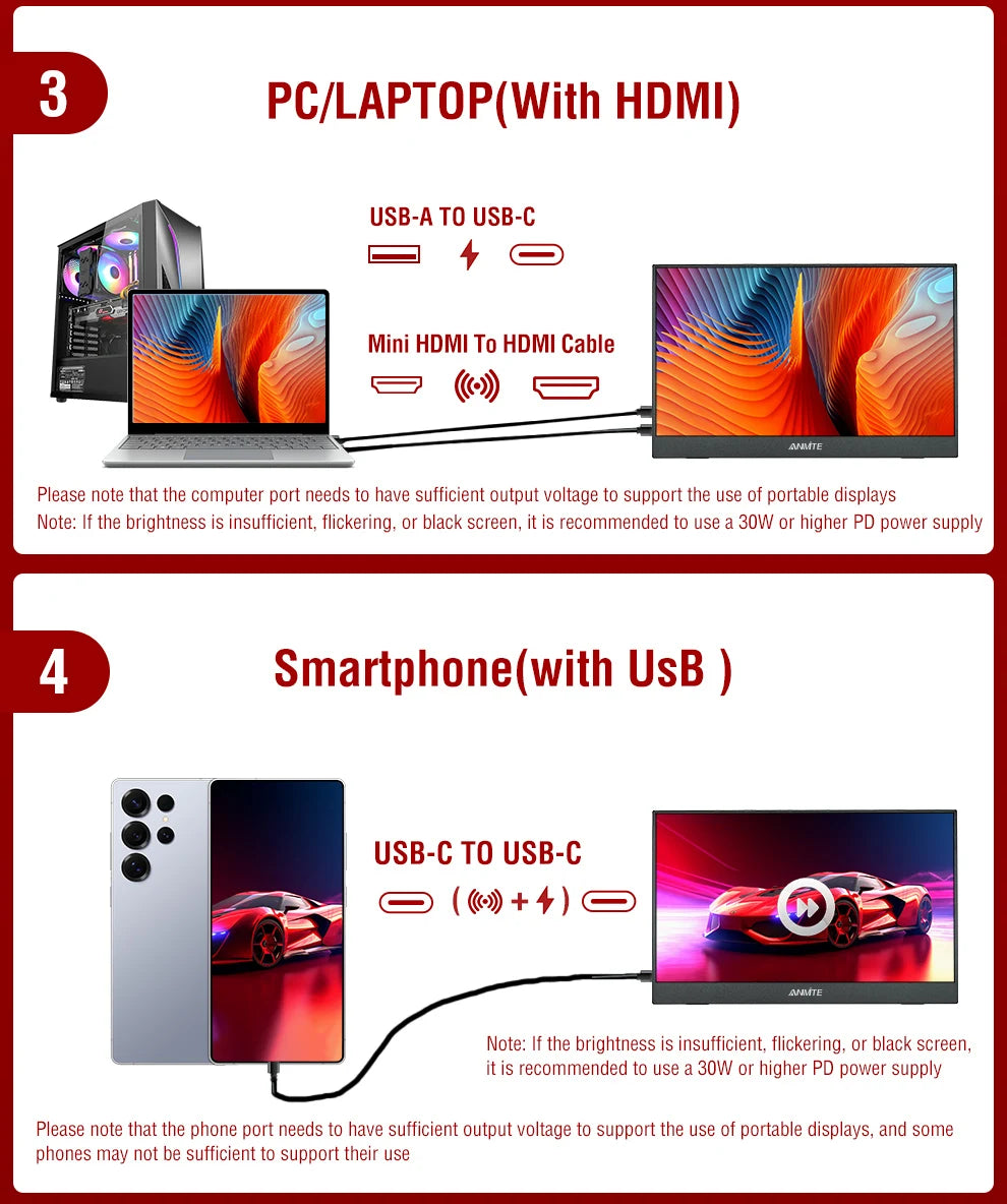شاشة لمس محمولة بحجم 14 بوصة | 1920×1200 IPS HDR10 USB-C HDMI شاشة ألعاب 💻