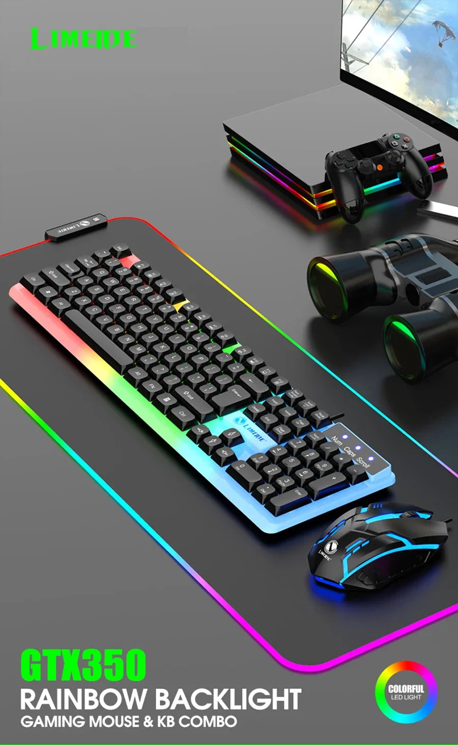 NG GTX350 Gaming Keyboard & Mouse Combo | RGB LED Gamer Set