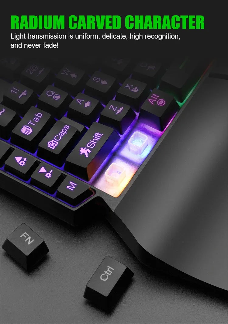 لوحة مفاتيح الألعاب أحادية اليد RGB من تيوسير │ لوحة مفاتيح سلكية صغيرة بمنفذ USB