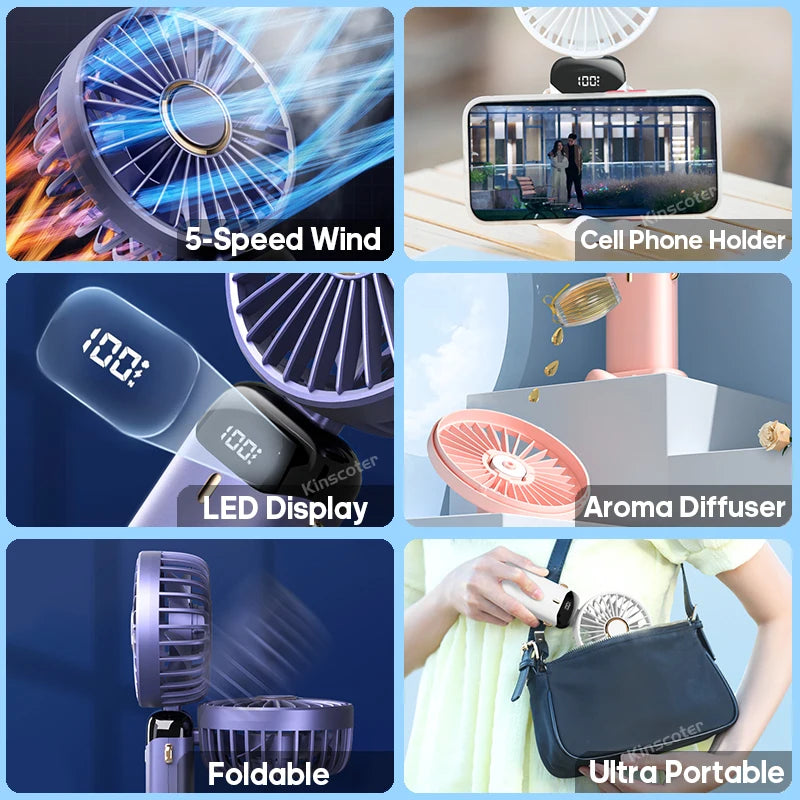 Portable Foldable Mini Fan with Phone Stand & LED Display
USB-C