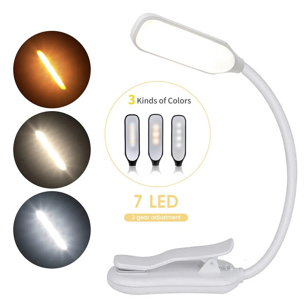 USB Rechargeable LED Book Light | Portable Clip Reading Lamp