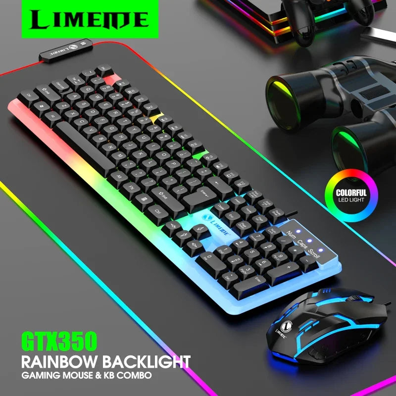 مجموعة لوحة مفاتيح وماوس للألعاب NG GTX350 | مجموعة ألعاب بإضاءة RGB LED