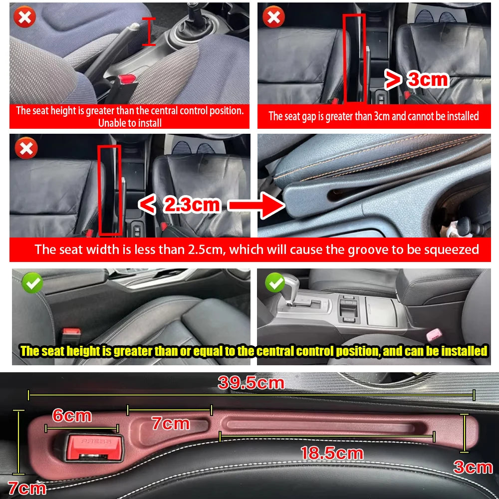 Universal Car Seat Gap Filler Organizer – Leak-Proof Side Seat Storage Strip for Phones, Wallets & Small Items