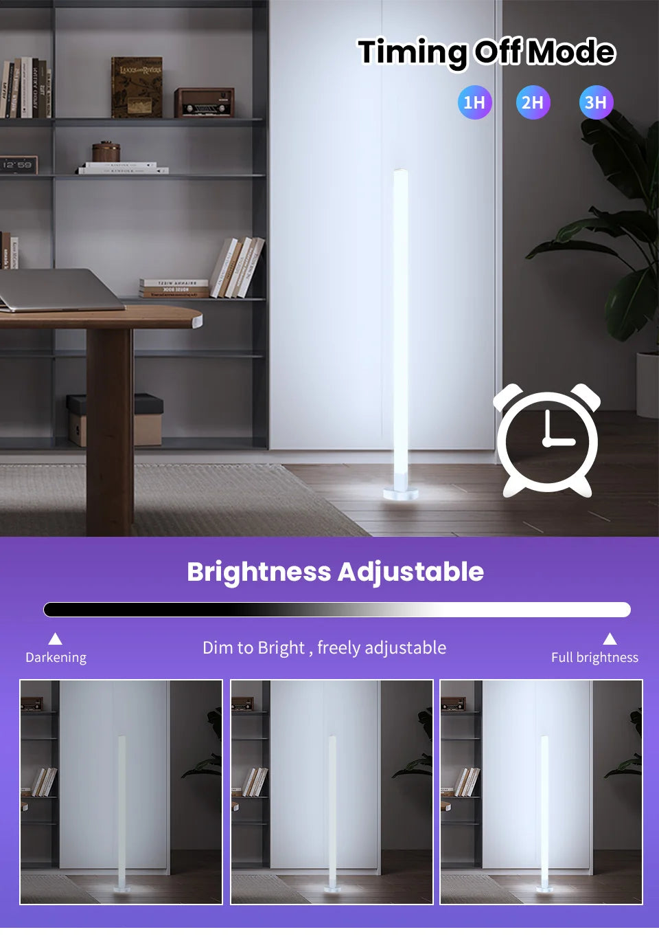 مصباح أرضي زاوية ذكي RGB - إضاءة مزاجية LED حديثة يتم التحكم فيها عبر التطبيق للألعاب وغرفة النوم 🌈✨