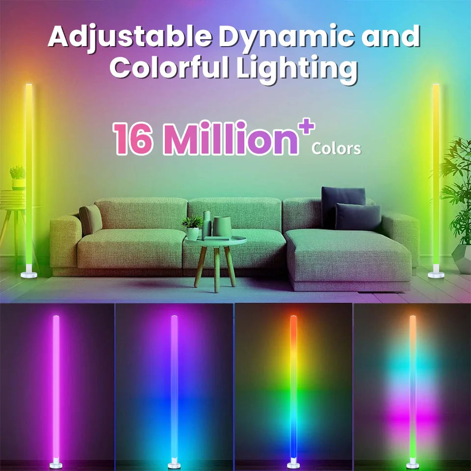 مصباح أرضي زاوية ذكي RGB - إضاءة مزاجية LED حديثة يتم التحكم فيها عبر التطبيق للألعاب وغرفة النوم 🌈✨