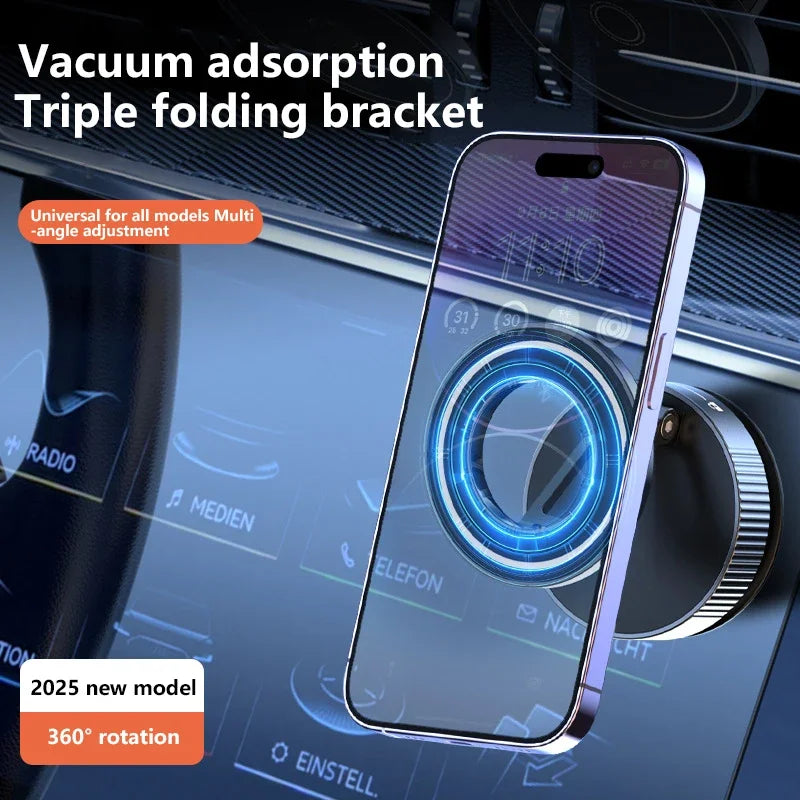 Magnetic Vacuum Phone Holder | 360° Foldable Car Mount