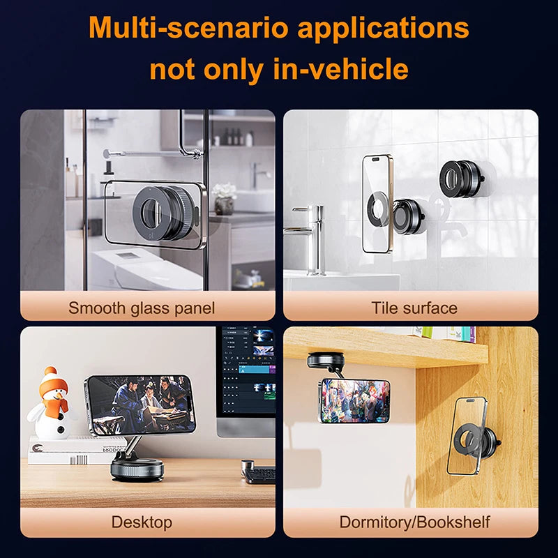 Magnetic Vacuum Phone Holder | 360° Foldable Car Mount