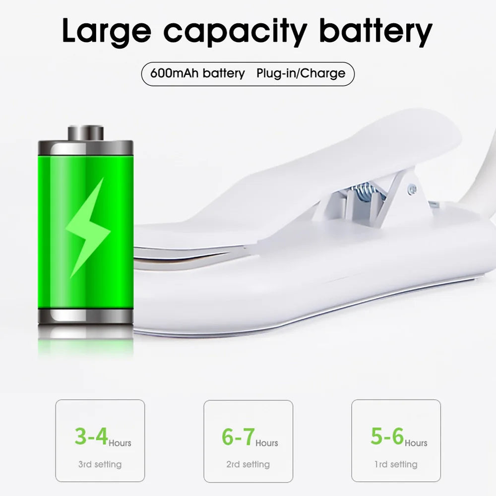 مصباح كتاب LED قابل لإعادة الشحن عبر USB | مصباح قراءة محمول بمشبك