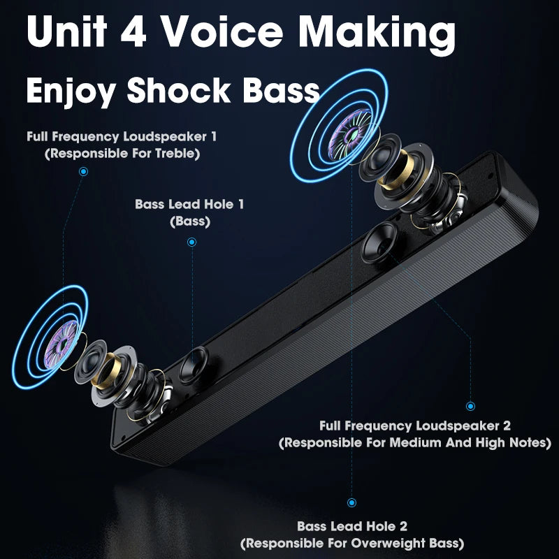 Compact Wireless TV Soundbar – Deep Bass Bluetooth Speaker 🔊