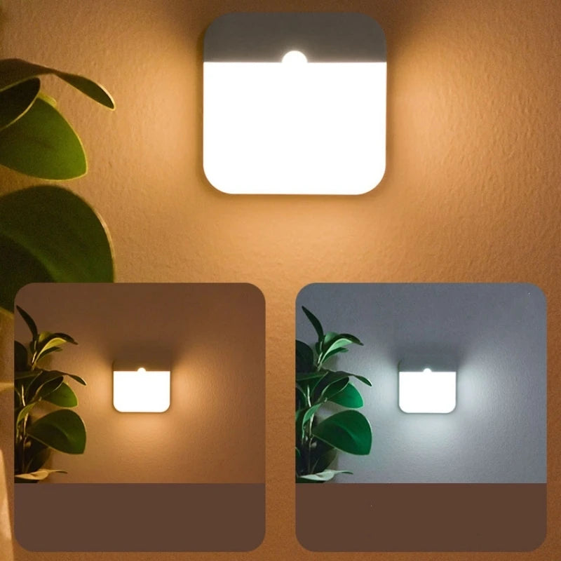 مصباح LED بمستشعر حركة – قابل لإعادة الشحن بمنفذ USB للخزائن والدواليب