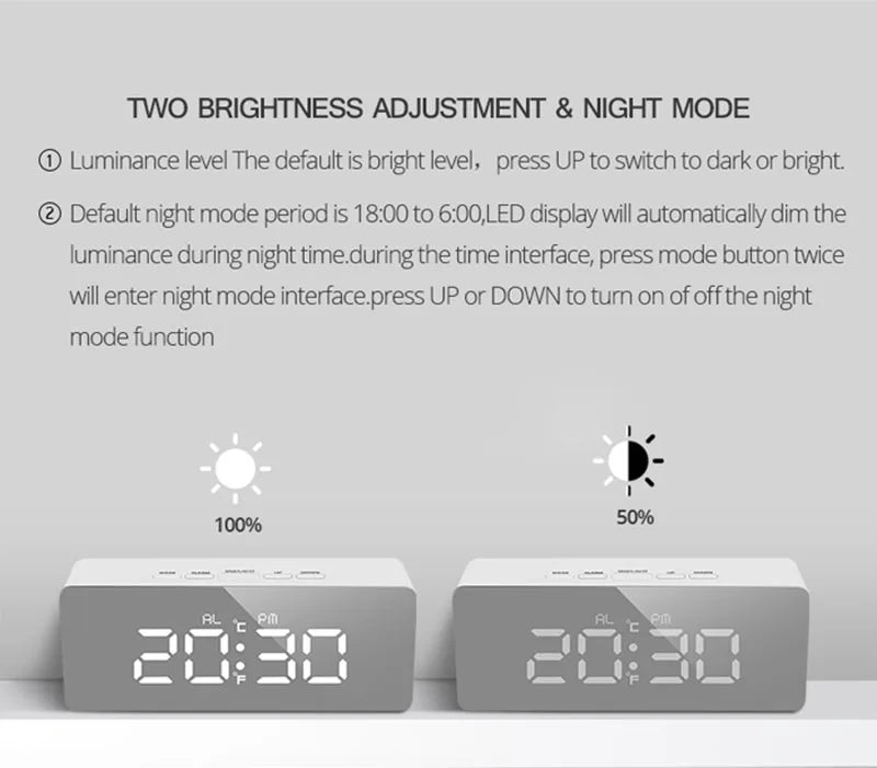 Smart LED Digital Alarm Clock – Sleek Modern Design for Bedroom & Desk ⏰✨