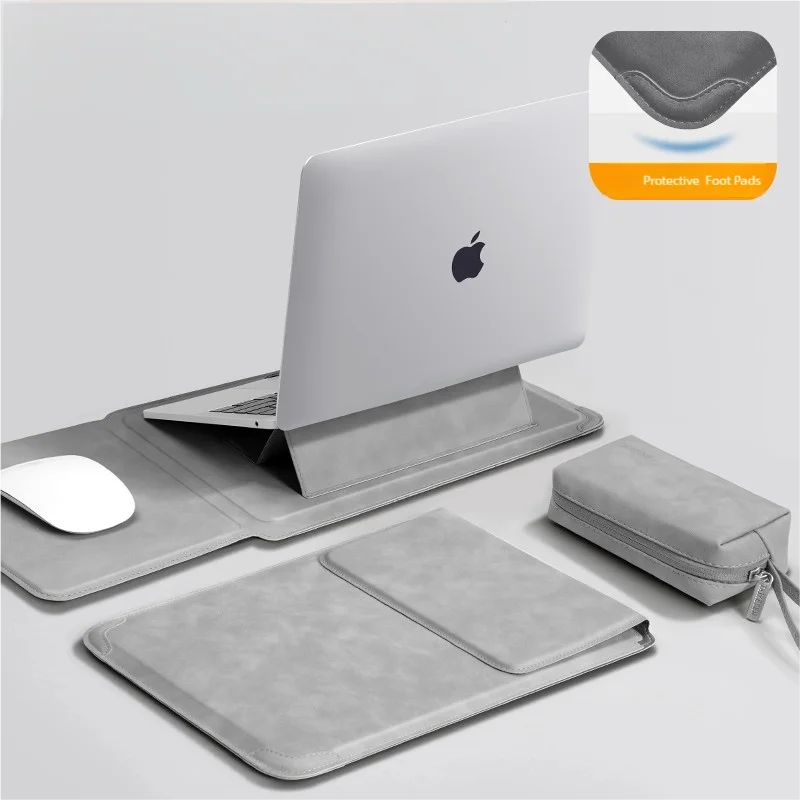 Premium Laptop Sleeve Case with Stand | PU Leather Notebook Bag for MacBook, Huawei, Dell & HP | 13-16 Inch