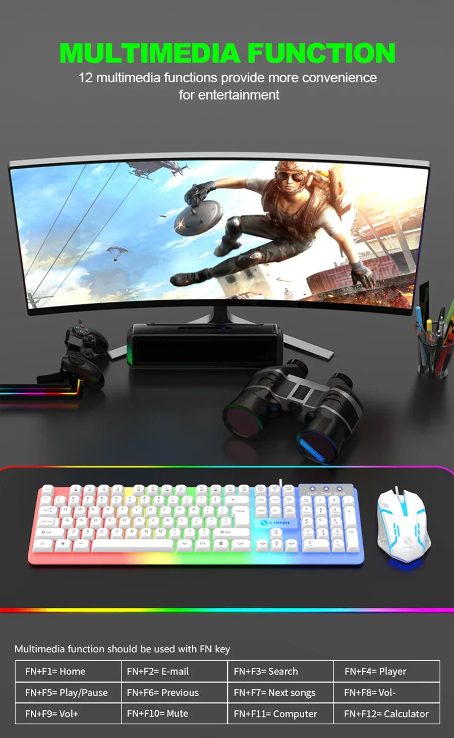 مجموعة لوحة مفاتيح وماوس للألعاب NG GTX350 | مجموعة ألعاب بإضاءة RGB LED