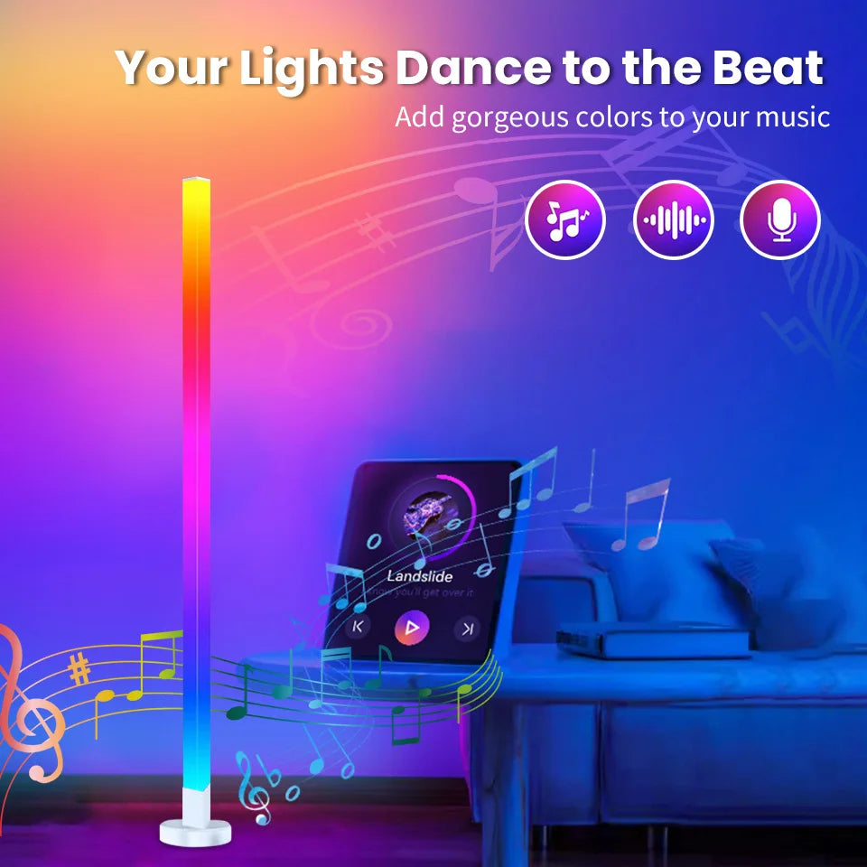 مصباح أرضي زاوية ذكي RGB - إضاءة مزاجية LED حديثة يتم التحكم فيها عبر التطبيق للألعاب وغرفة النوم 🌈✨