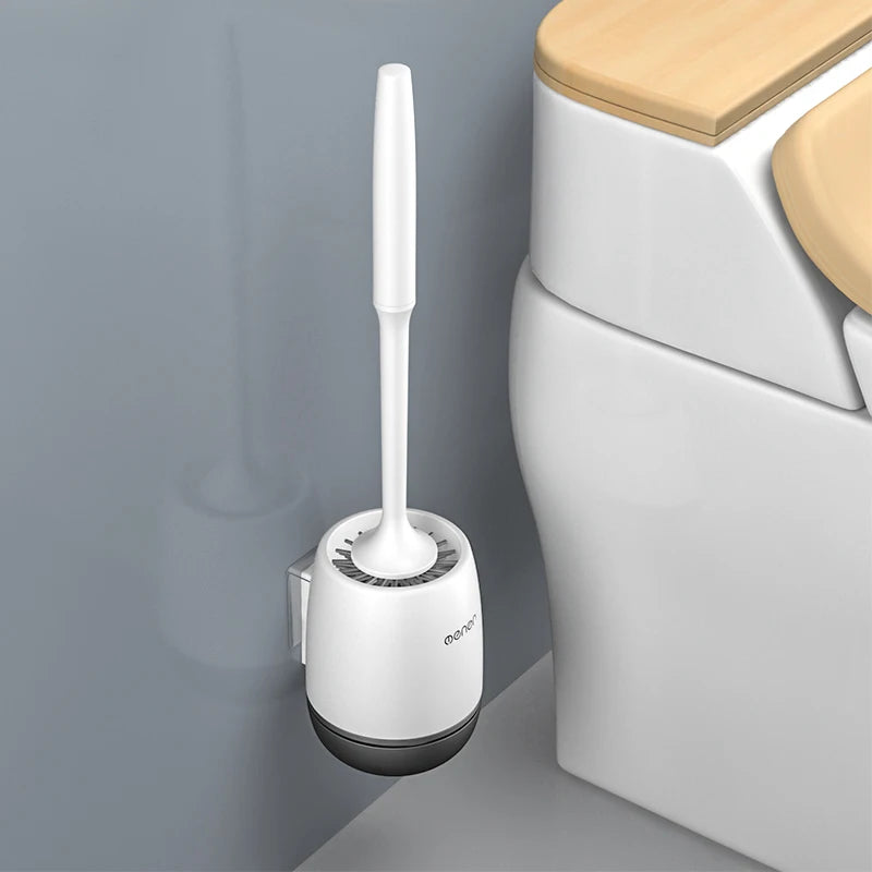 Silicone Toilet Brush Set │ Quick Dry Bathroom Cleaner │ Modern Wall Mounted Brush
