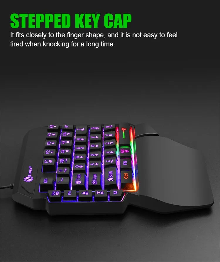 لوحة مفاتيح الألعاب أحادية اليد RGB من تيوسير │ لوحة مفاتيح سلكية صغيرة بمنفذ USB