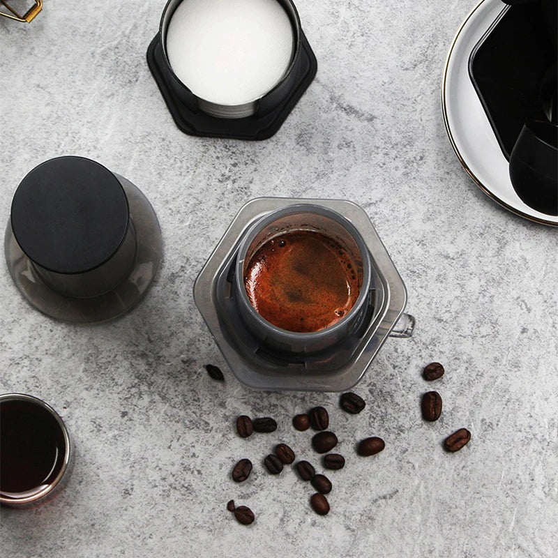 صانعة قهوة الإسبريسو المحمولة – مكبس قهوة للسفر بأسلوب الباريستا ☕✨