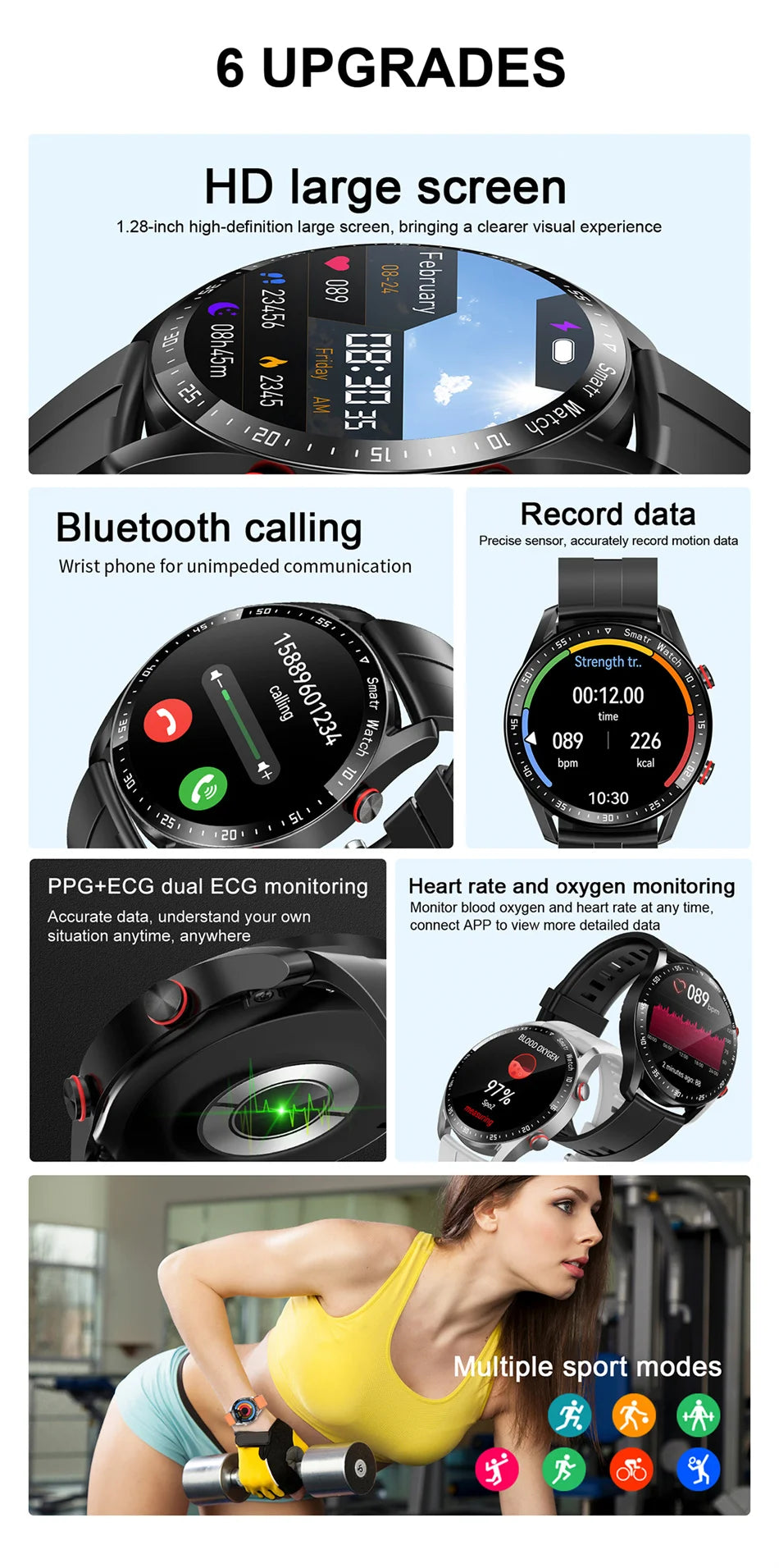HW20 Smart Watch | Bluetooth Calling | ECG + PPG Health Monitor | IP67 Waterproof | Fitness Tracker