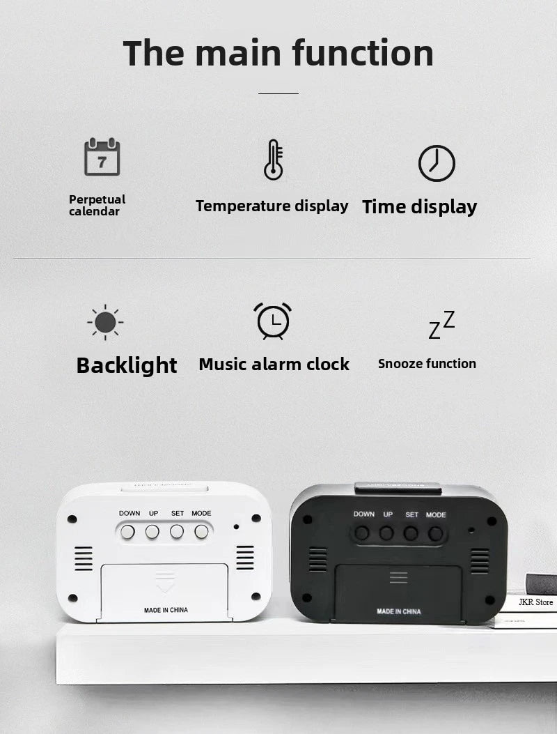 Smart LED Alarm Clock – Modern Digital Desk & Bedroom Display ⏰✨