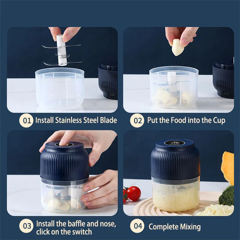 250ml Mini Wireless Garlic Chopper | USB Rechargeable Food Processor