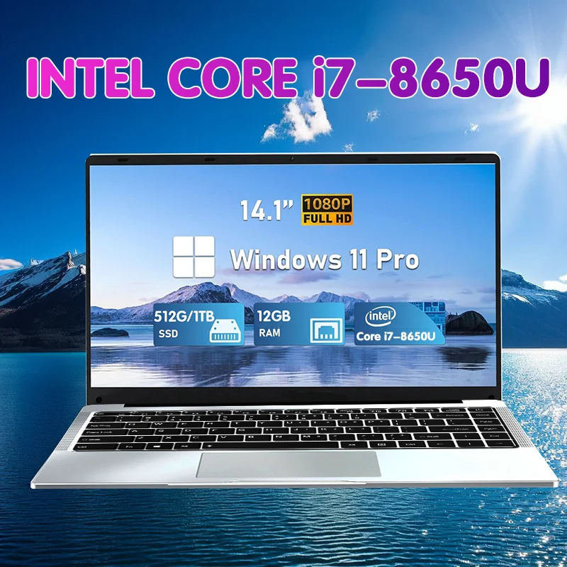 كمبيوتر محمول 2026 Office i7 | معالج Intel Core i7-8650U | ذاكرة وصول عشوائي (RAM) سعة 16 جيجابايت ومحرك أقراص ذو حالة صلبة (SSD) سعة 1 تيرابايت/2 تيرابايت | شاشة 14.1 بوصة عالية الدقة بالكامل (FHD) ونظام تشغيل Windows 11 Pro