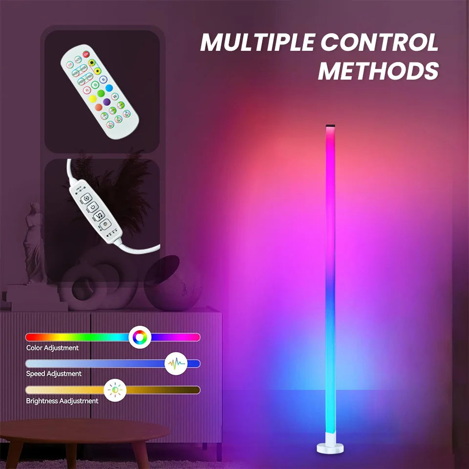 مصباح أرضي زاوية ذكي RGB - إضاءة مزاجية LED حديثة يتم التحكم فيها عبر التطبيق للألعاب وغرفة النوم 🌈✨