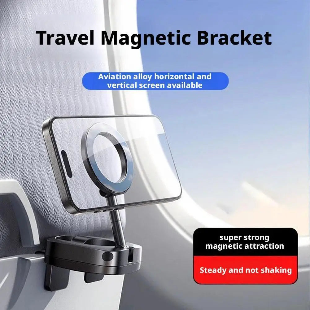 MagSafe Magnetic Phone Holder │ Foldable 360° Travel Stand │ Car & Airplane Mount