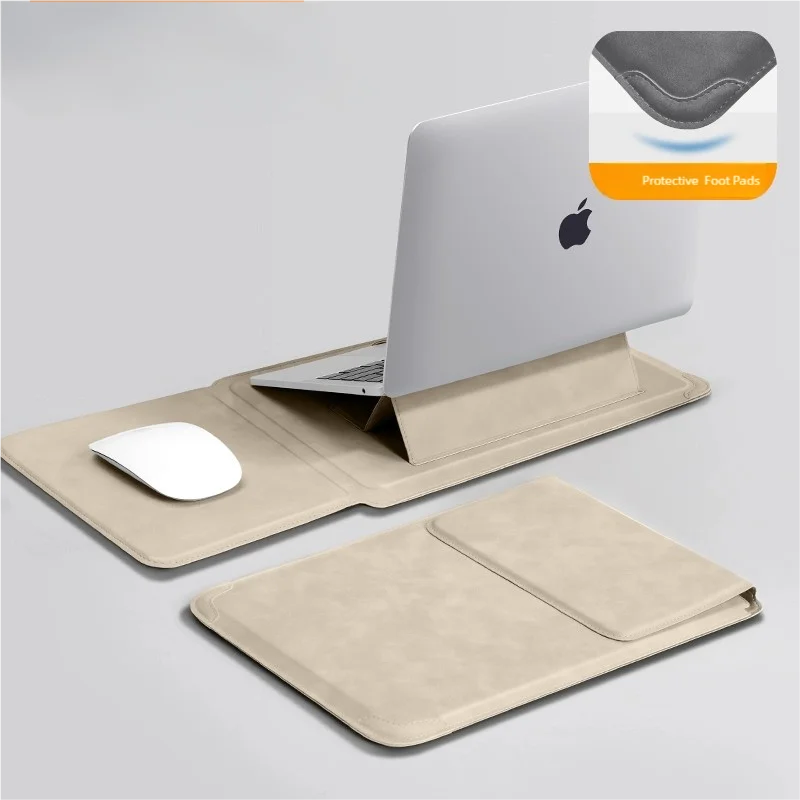 Premium Laptop Sleeve Case with Stand | PU Leather Notebook Bag for MacBook, Huawei, Dell & HP | 13-16 Inch