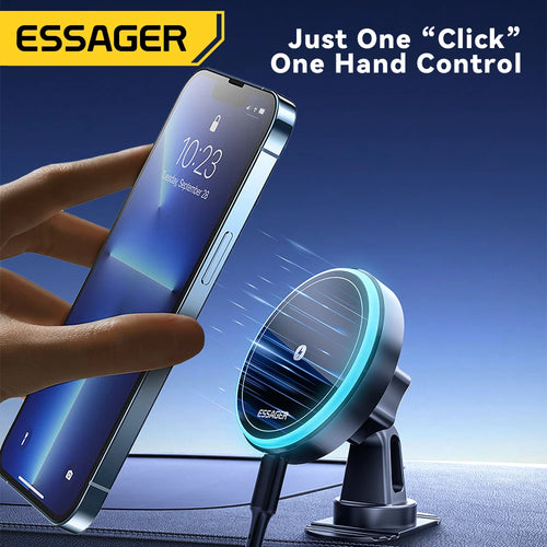 15W Magnetic Wireless Car Charger │ MagSafe Phone Mount │ LED Charging Holder