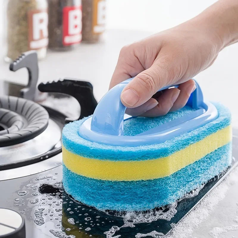 Household Cleaning Sponge Brush │ Kitchen & Bathroom Scrubber │ Durable Cleaning Tool