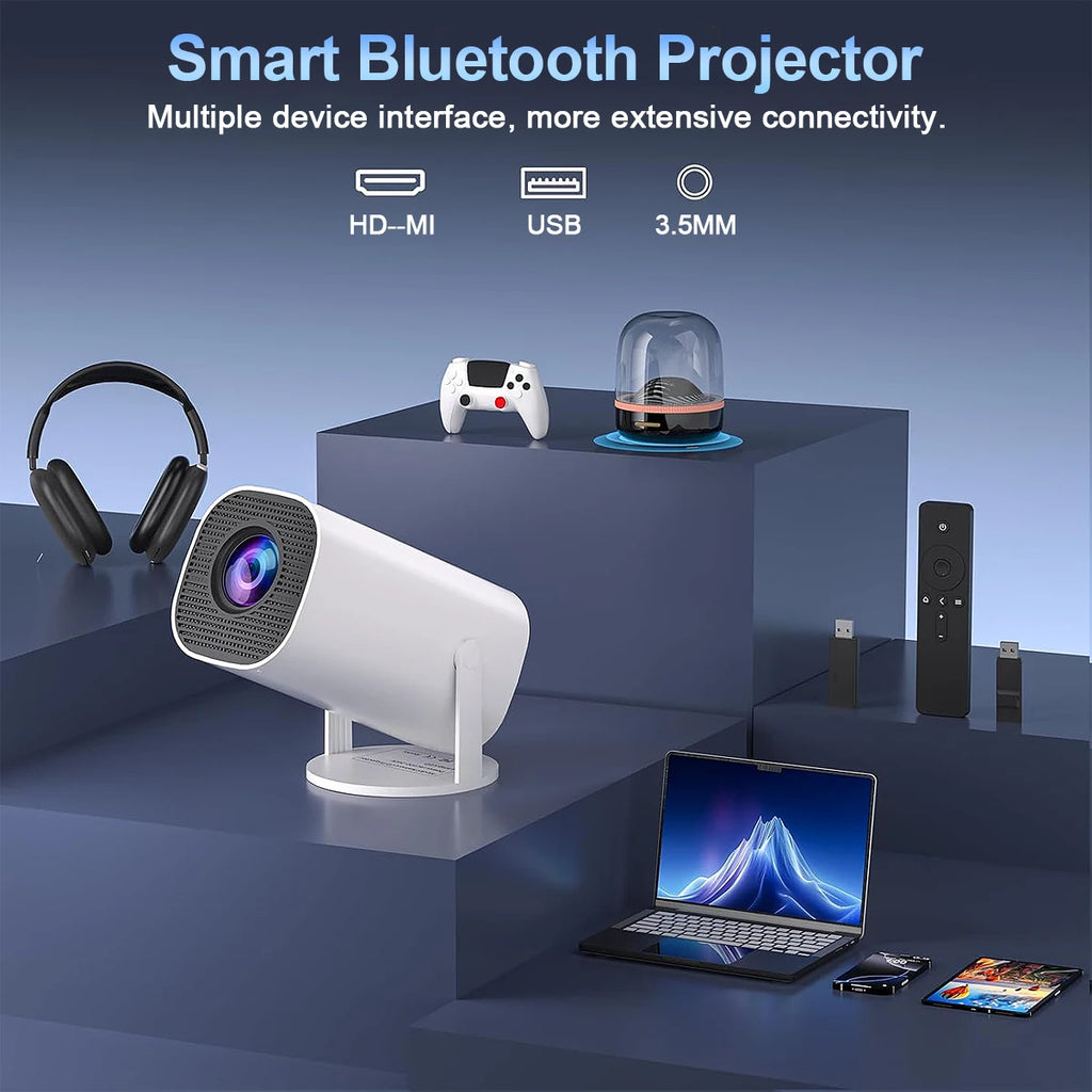 Smart Mini 4K Projector – Wi-Fi & Bluetooth Home Theater