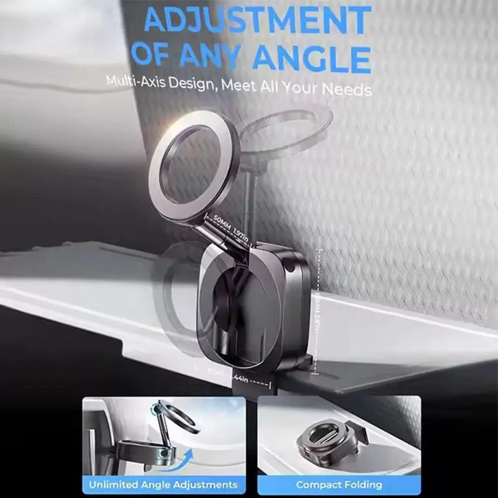 MagSafe Magnetic Phone Holder │ Foldable 360° Travel Stand │ Car & Airplane Mount