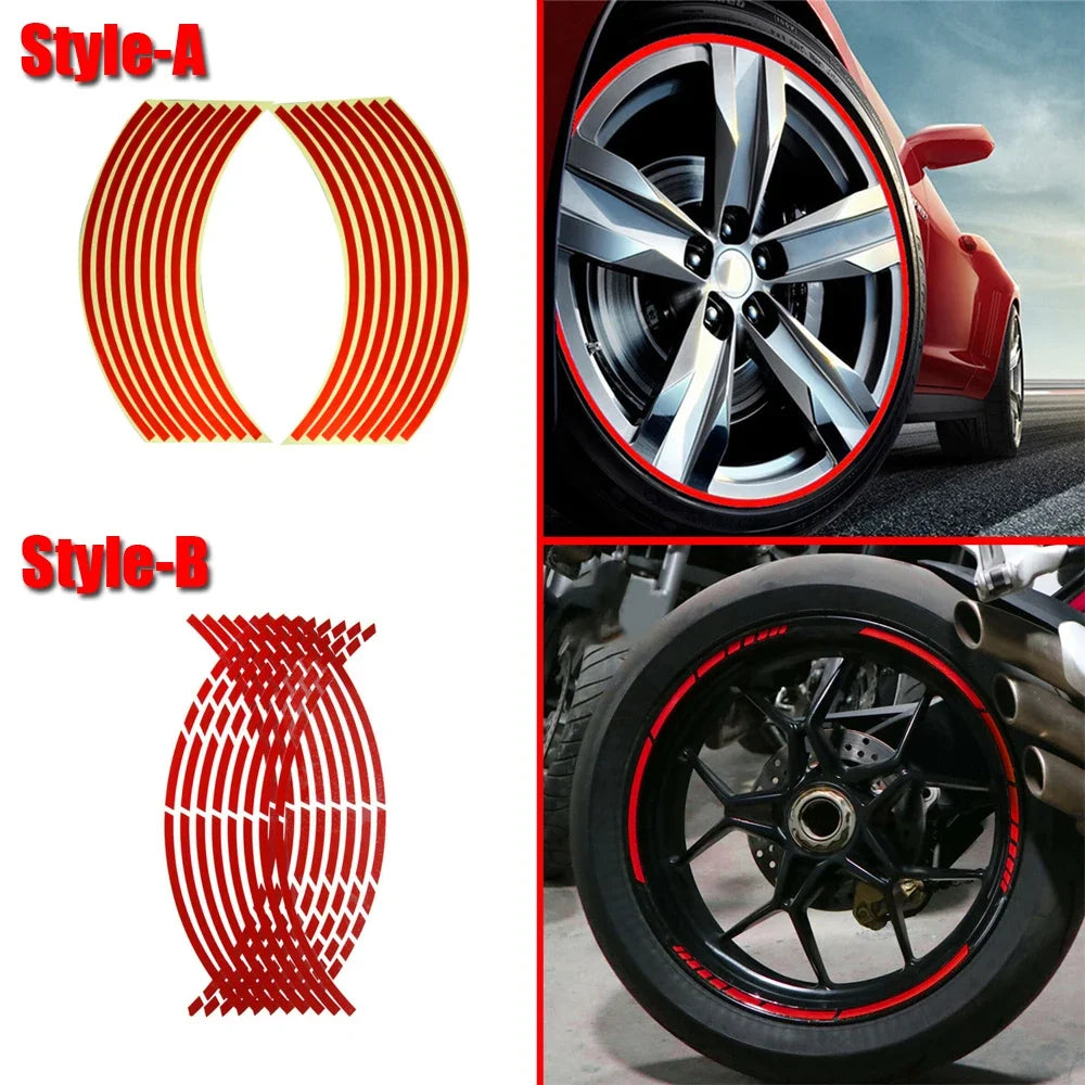 Reflective Rim Stripe Stickers │ Racing Wheel Decals │ Universal Tire Rim Tape